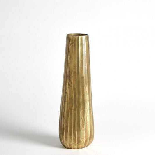 Global Views Chased Round Medium Antique Brass Vase