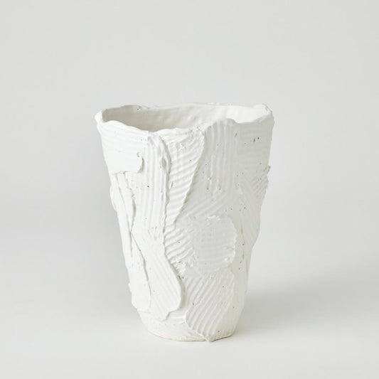 Global Views Chip Short Matte White Vase