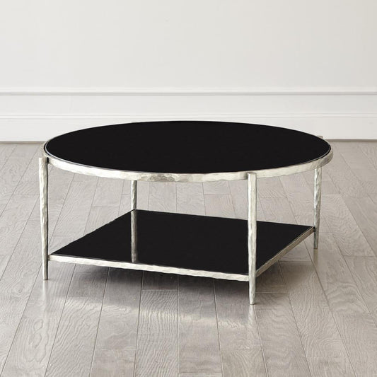 Global Views Circle/Square Nickel with Black Granite Cocktail Table