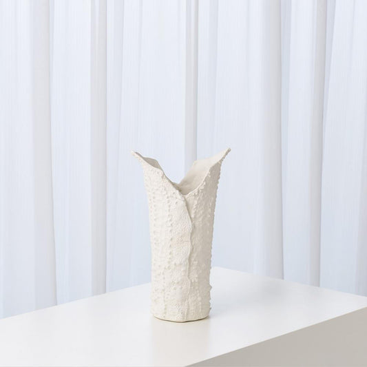 Global Views Crocodile Medium Matte White Vase