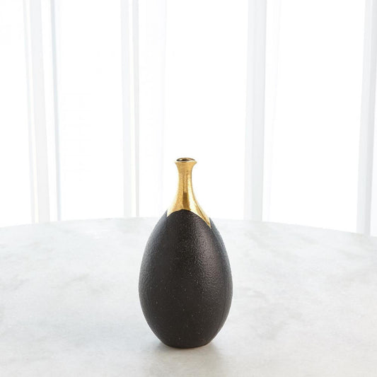 Global Views Dipped Small Golden Crackle/Black Slender Vase