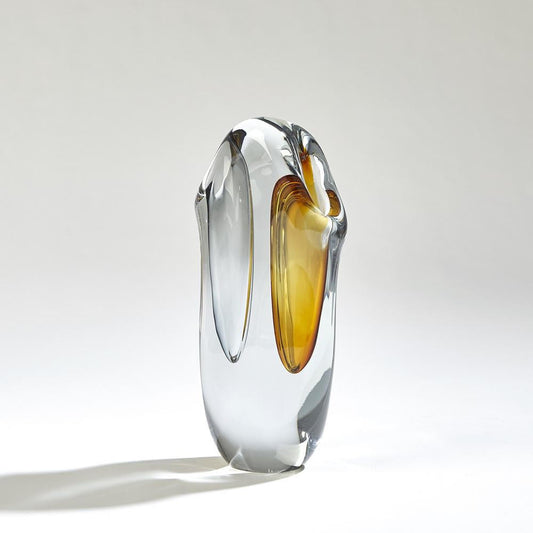 Global Views Duet Small Amber/Grey Vase