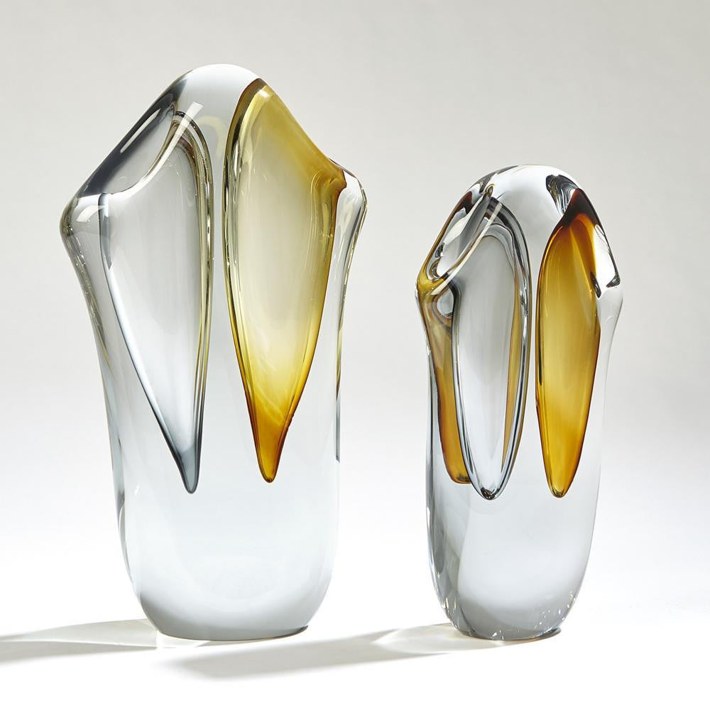 Global Views Duet Small Amber/Grey Vase