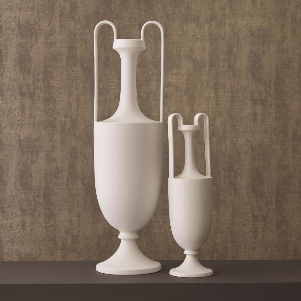 Global Views Elongated Grecian Large Matte White Amphora