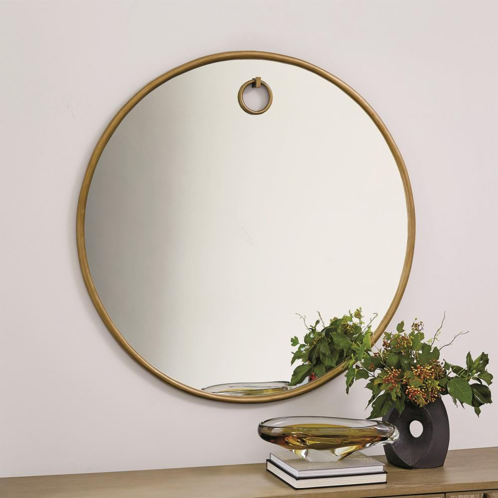 Global Views Exposed Small Antique Brass Mirror