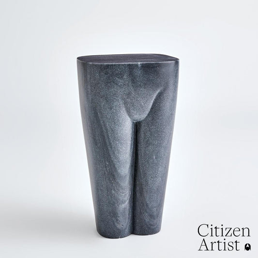 Global Views Femme Black Marble Stool