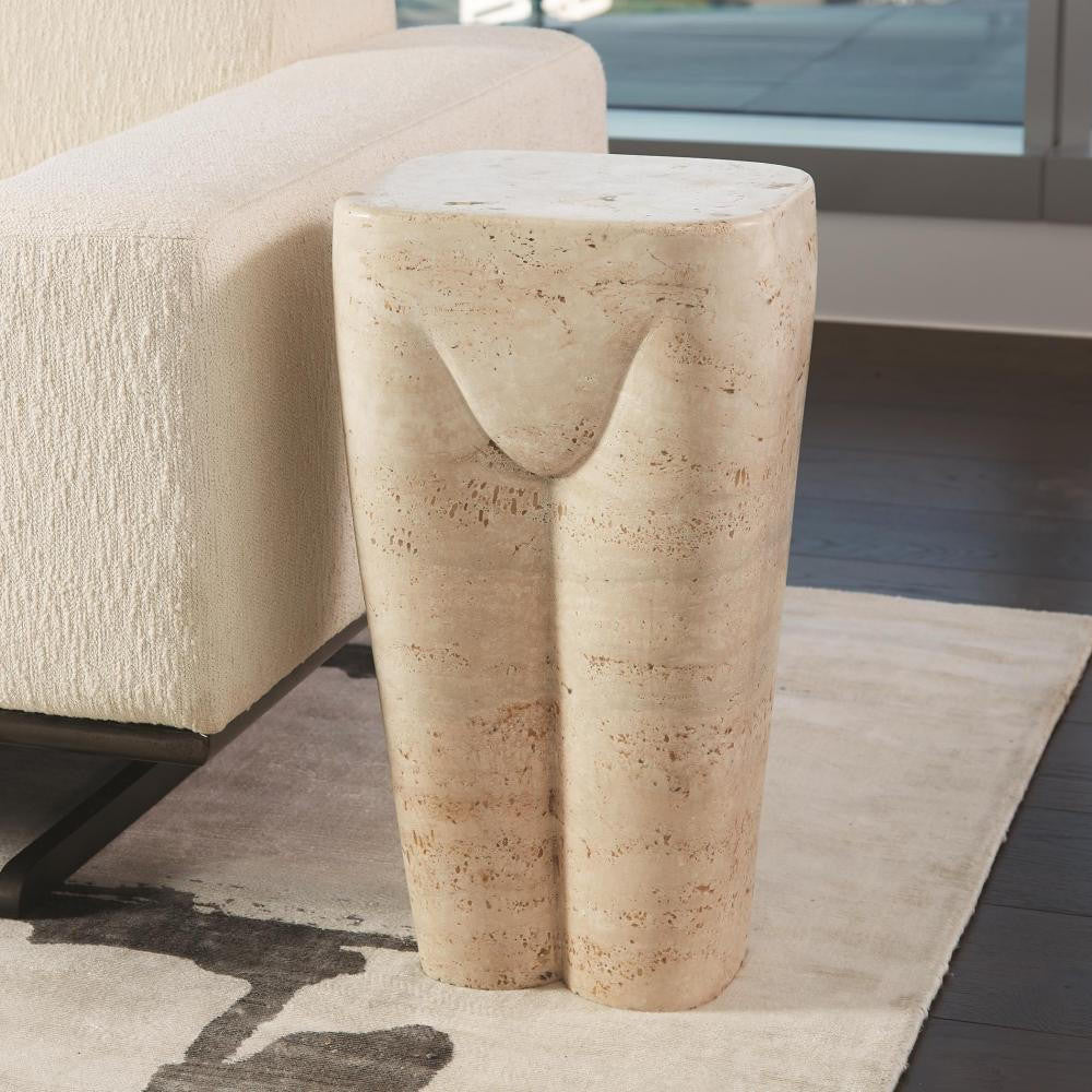 Global Views Femme Travertine Stool