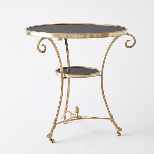 Global Views Gueridon Brass/Black Granite Table