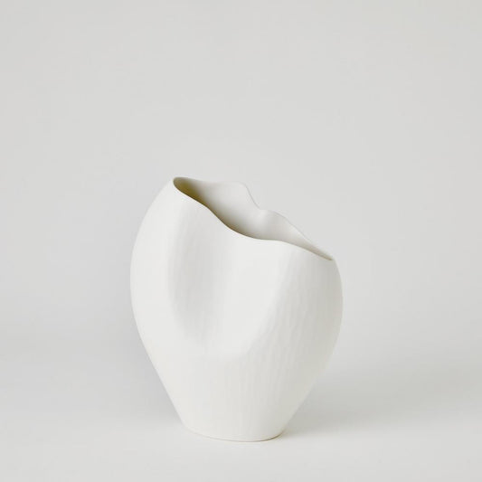 Global Views Horn Small Matte White Vase