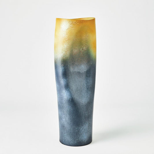 Global Views Indent Large Gray/Yellow Vase