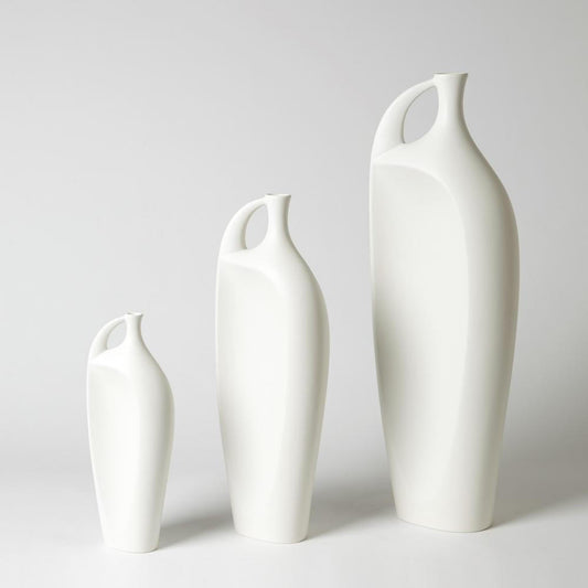 Global Views Indentation Large Matte White Vase