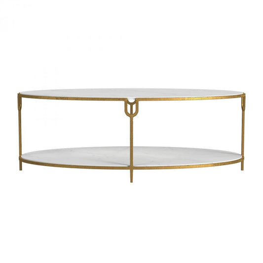 Global Views Iron and Stone Oval Coffee Table
