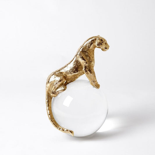 Global Views Jaguar on Crystal Brass Sphere