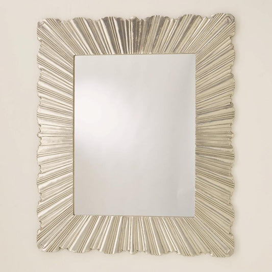 Global Views Linenfold Large Silver Mirror