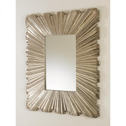 Global Views Linenfold Small Silver Mirror
