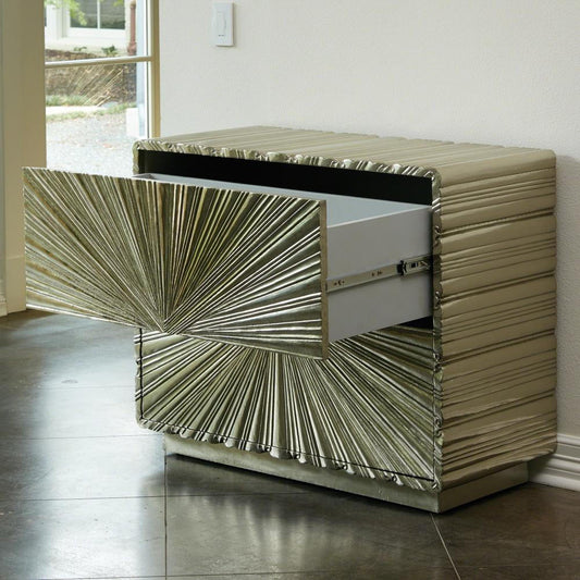 Global Views Linenfold Two Drawer Silver Chest