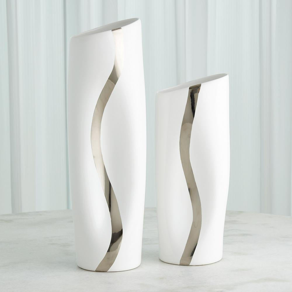 Global Views Loose Stripe Small Platinum Vase