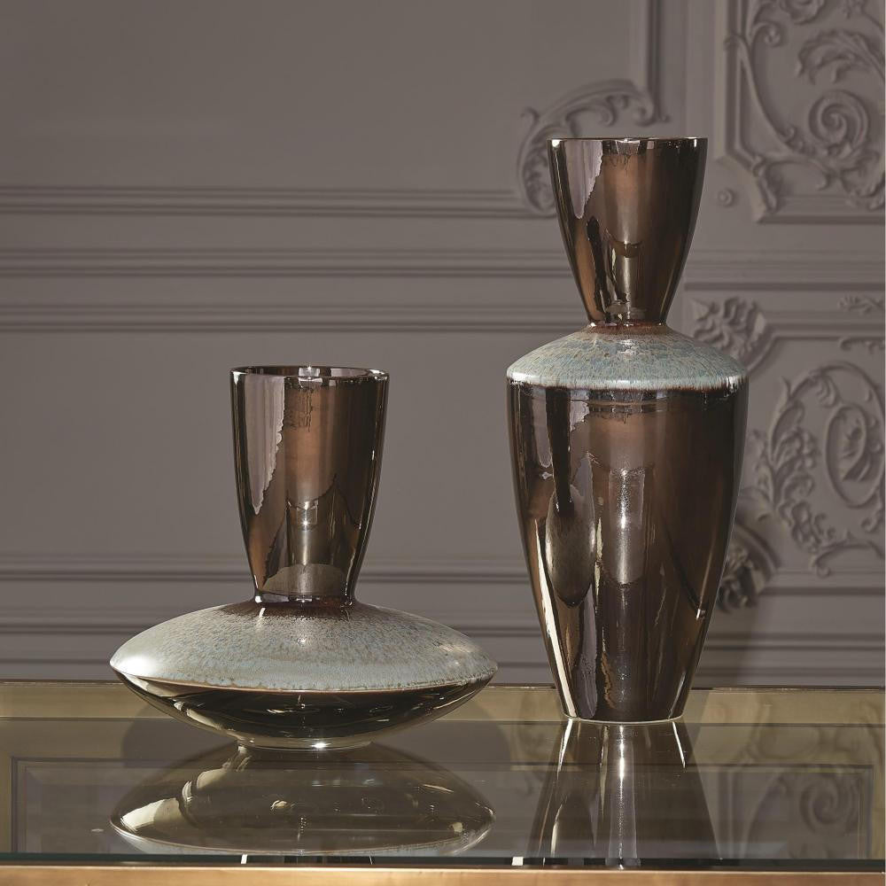 Global Views Marta's Tall Bronze Reactive Blue Vase