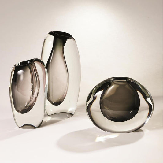 Global Views Offset Large Gray Vase