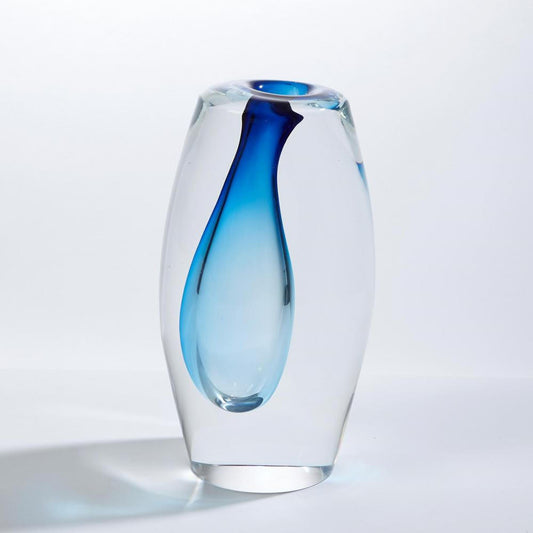 Global Views Offset Small Light Blue Vase
