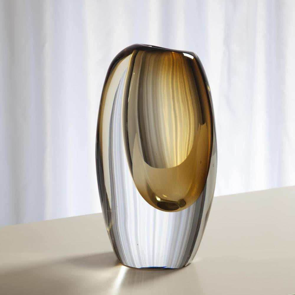 Global Views Offset Small Moss Green Vase