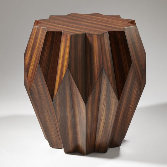 Global Views Origami Zebra Wood Veneer Table