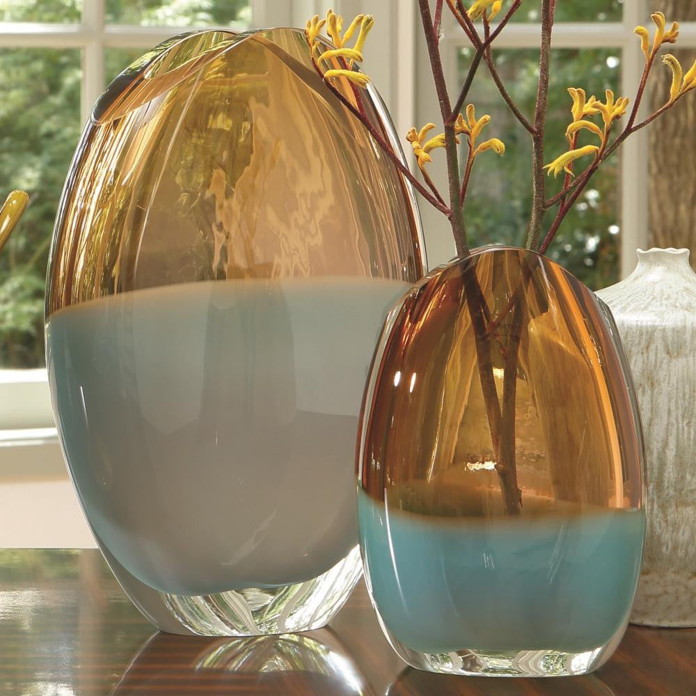 Global Views Oval Small Pistachio Amber Vase