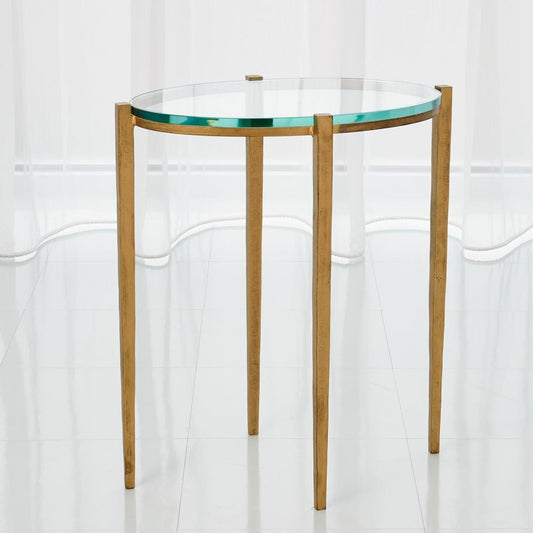 Global Views Petite Oval Antique Gold Accent Table