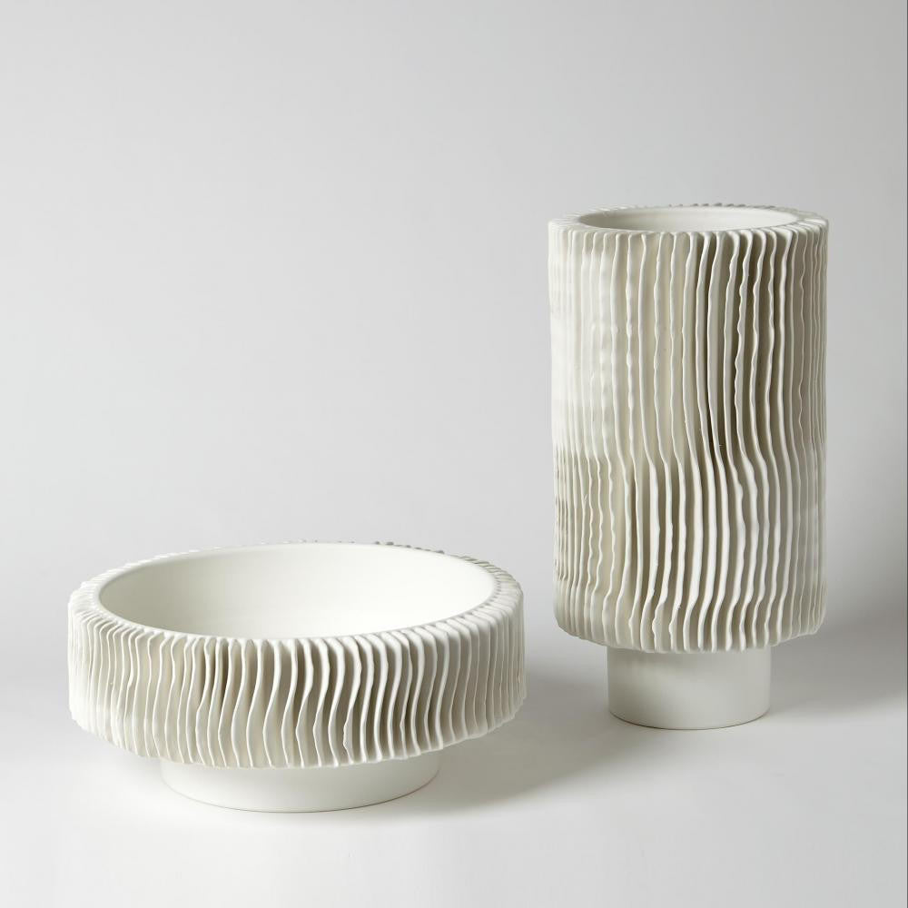 Global Views Radiator Tall Matte White Vase