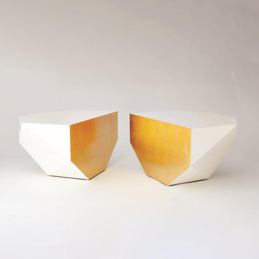 Global Views Set of 2 Gema Ivory/Gold Coffee Tables