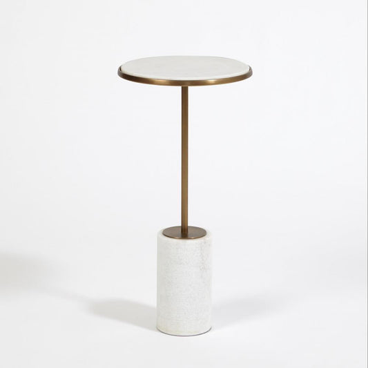Global Views Short Cored Marble Bronze Table