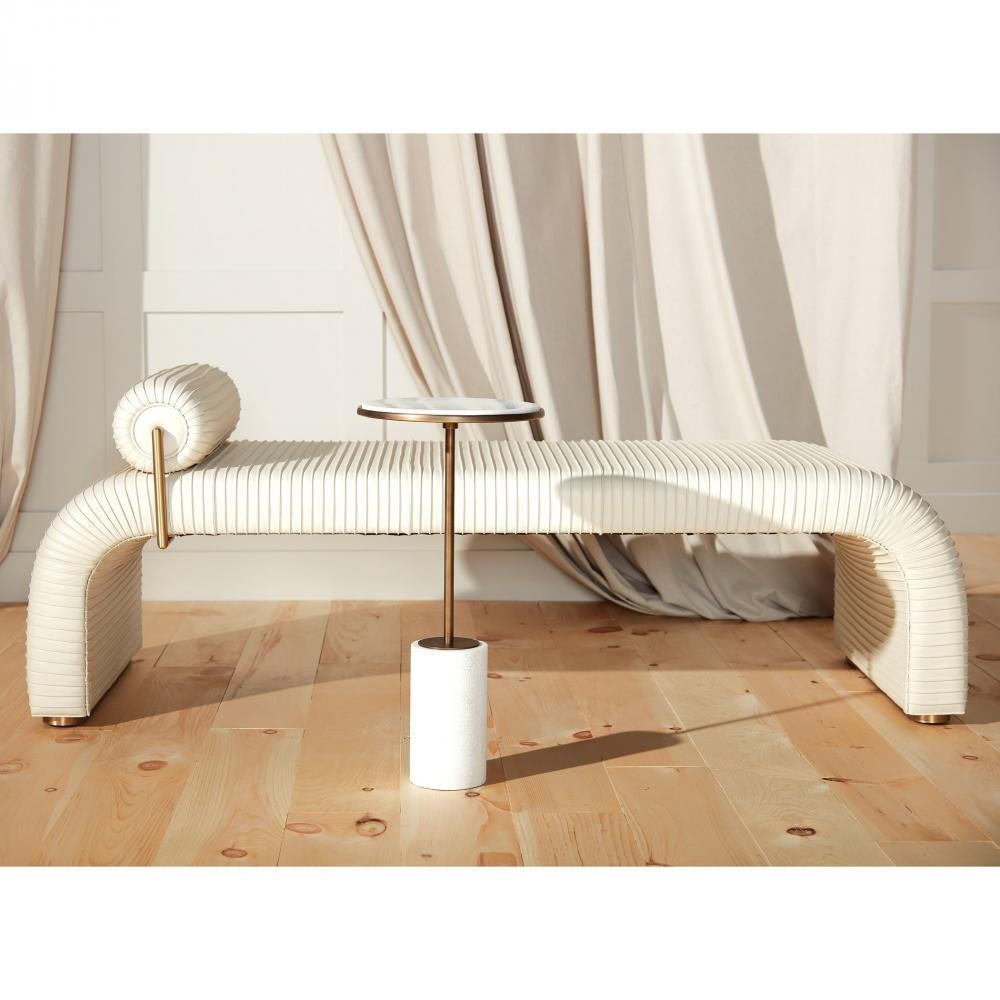 Global Views Short Cored Marble Bronze Table