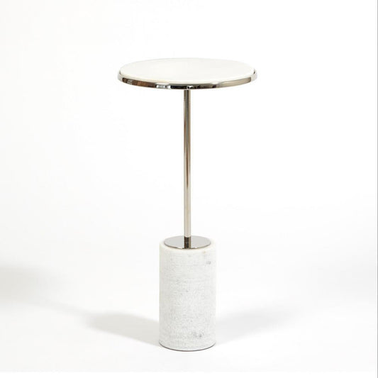 Global Views Short Cored Marble Nickel Table