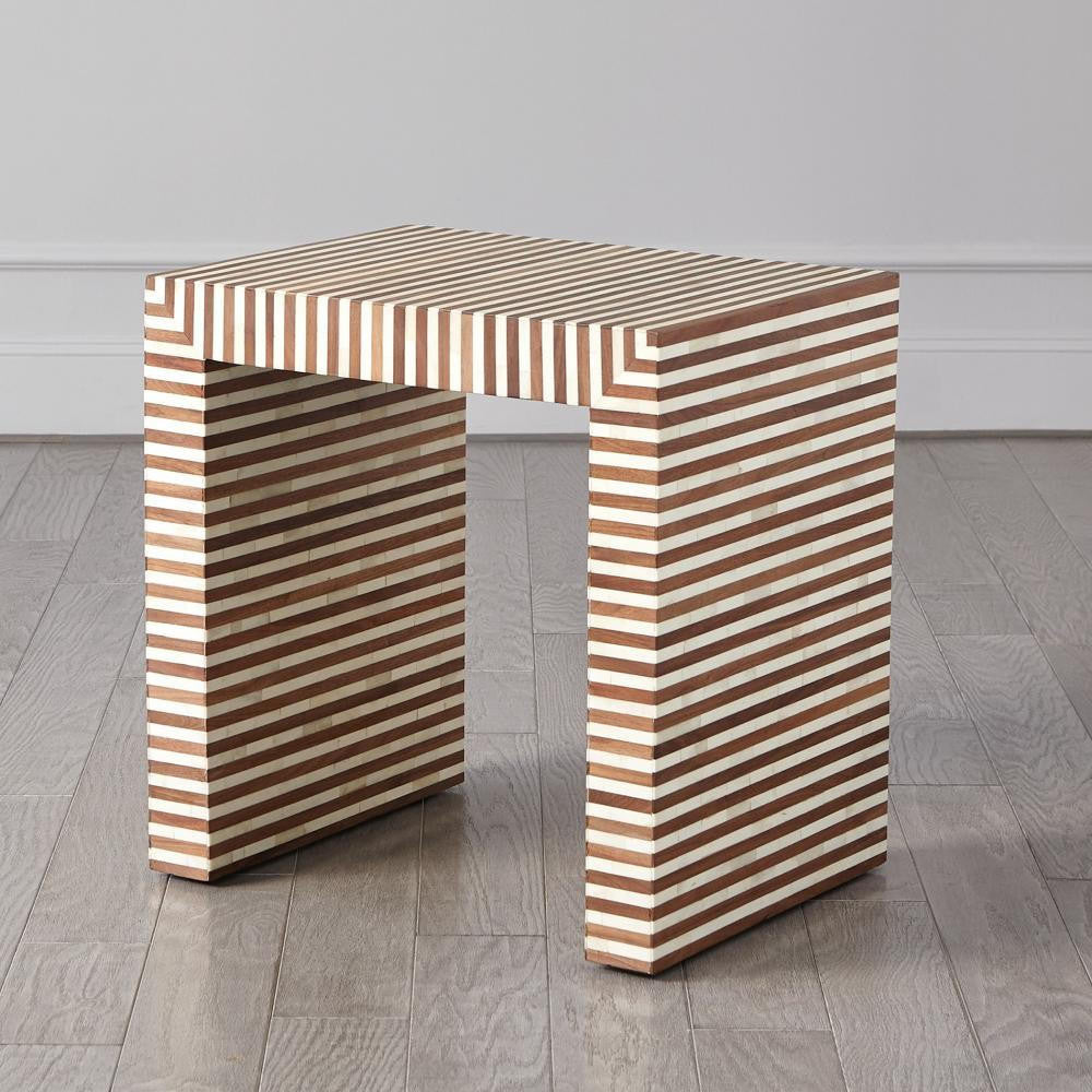 Global Views Sienna Large Walnut/Bone Nesting End Table