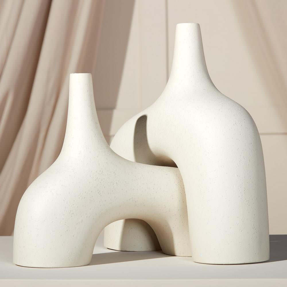 Global Views Stretch Large Cream Stone Vase