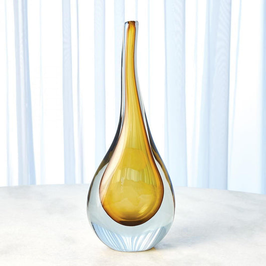 Global Views Stretched Neck Large Amber Vase