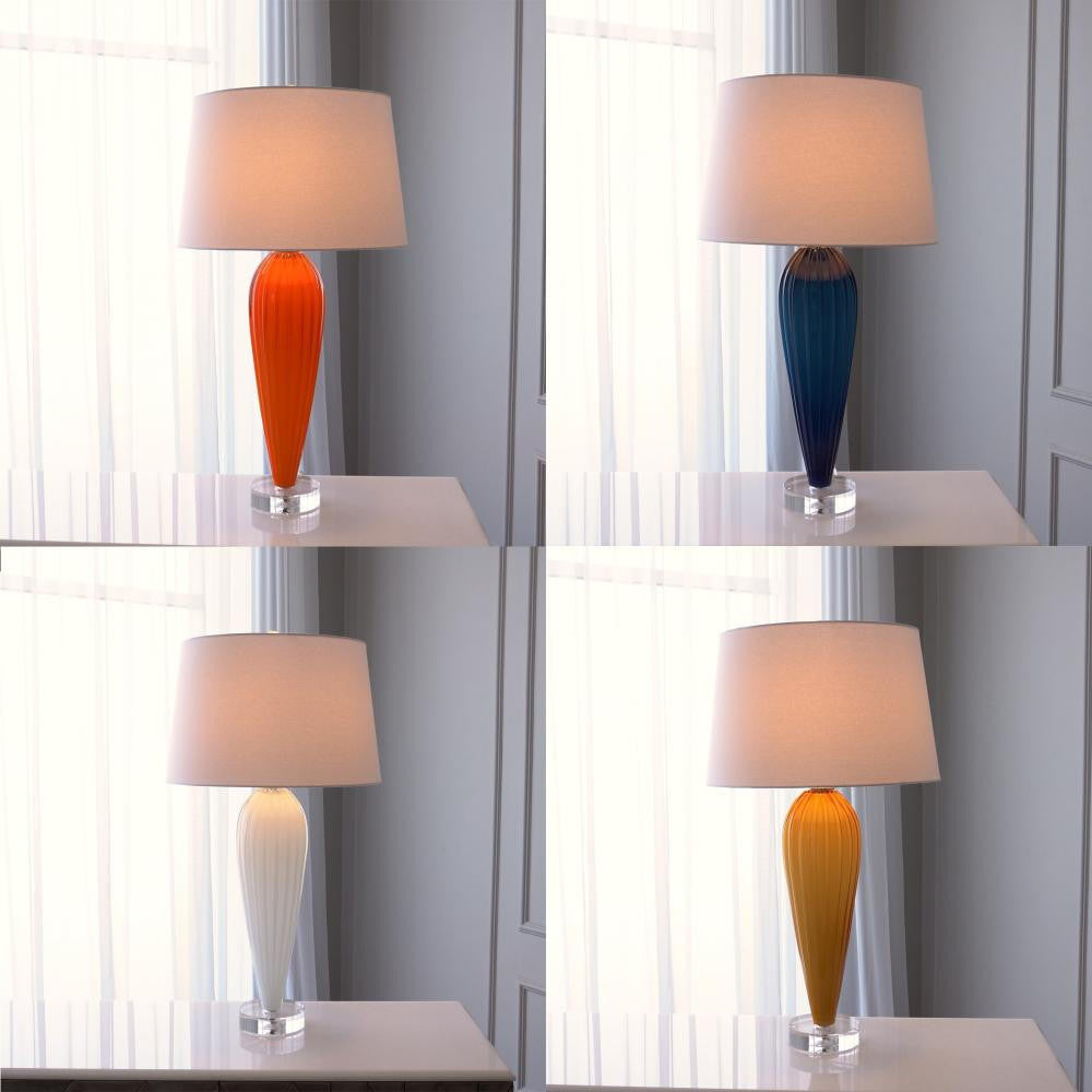 Global Views Teardrop Glass White Table Lamp