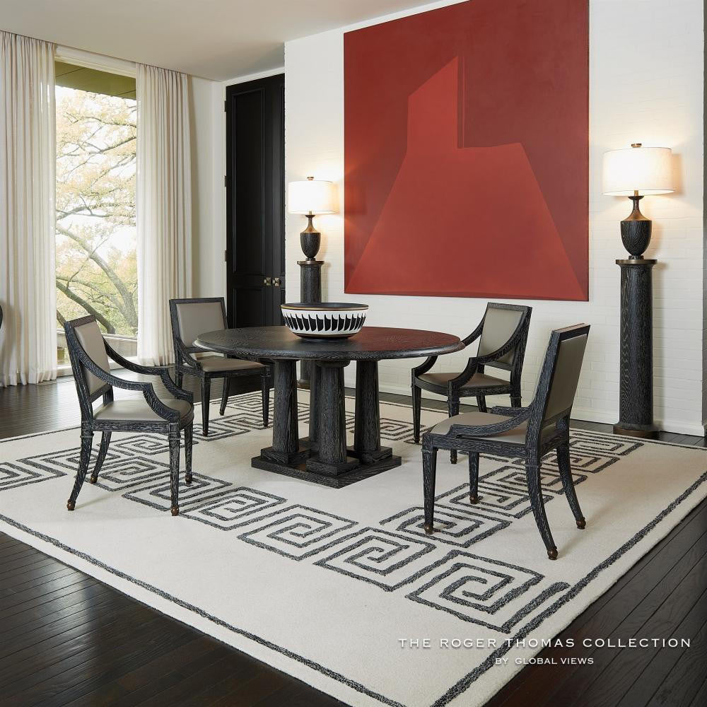 Global Views Titian Black Cerused Oak Dining Table 60" Top