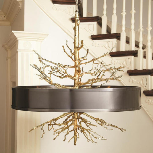 Global Views Twig Brass with Bronze Shade Pendant