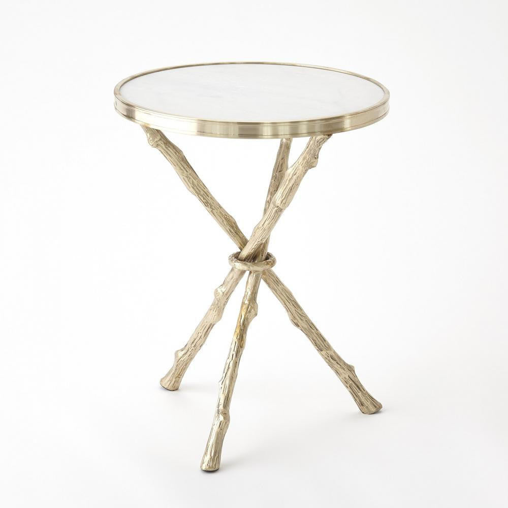 Global Views Twig Brass/White Marble Table