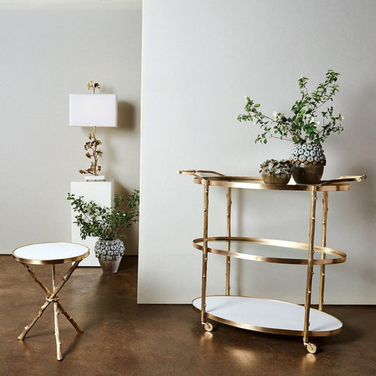 Global Views Twig Brass/White Marble Table