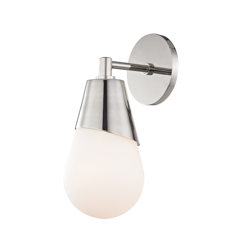 Mitzi by Hudson Valley Lighting Cora Wall Sconce Nickel, Polished Nickel