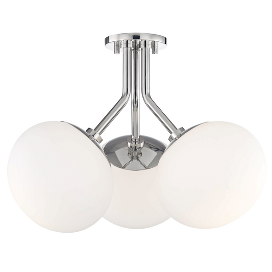 Mitzi by Hudson Valley Lighting Estee Semi-Flush Mount Nickel, Polished Nickel