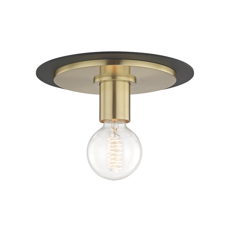 Mitzi by Hudson Valley Lighting Milo Flush Mount Aged Brass, Black