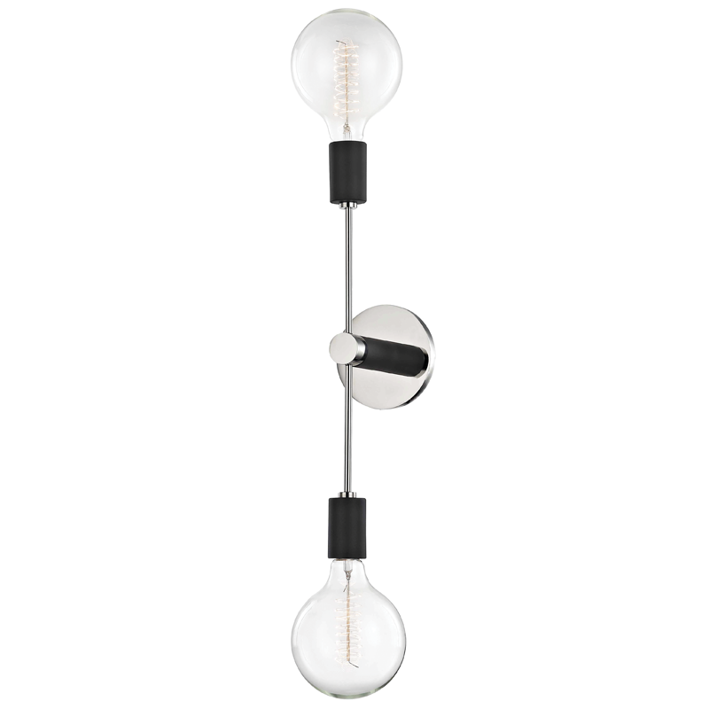 Mitzi by Hudson Valley Lighting Astrid Wall Sconce Polished Nickel, Black