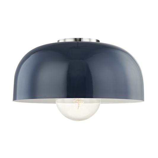 Mitzi by Hudson Valley Lighting Avery Semi-Flush Mount Polished Nickel, Navy Blue