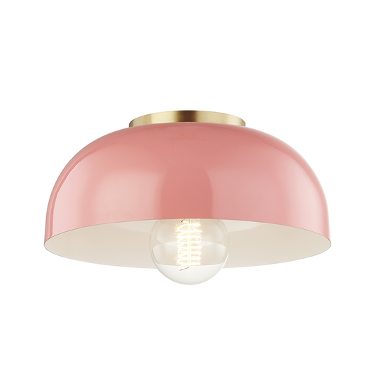 Mitzi by Hudson Valley Lighting Avery Semi-Flush Mount Polished Nickel, Navy Blue