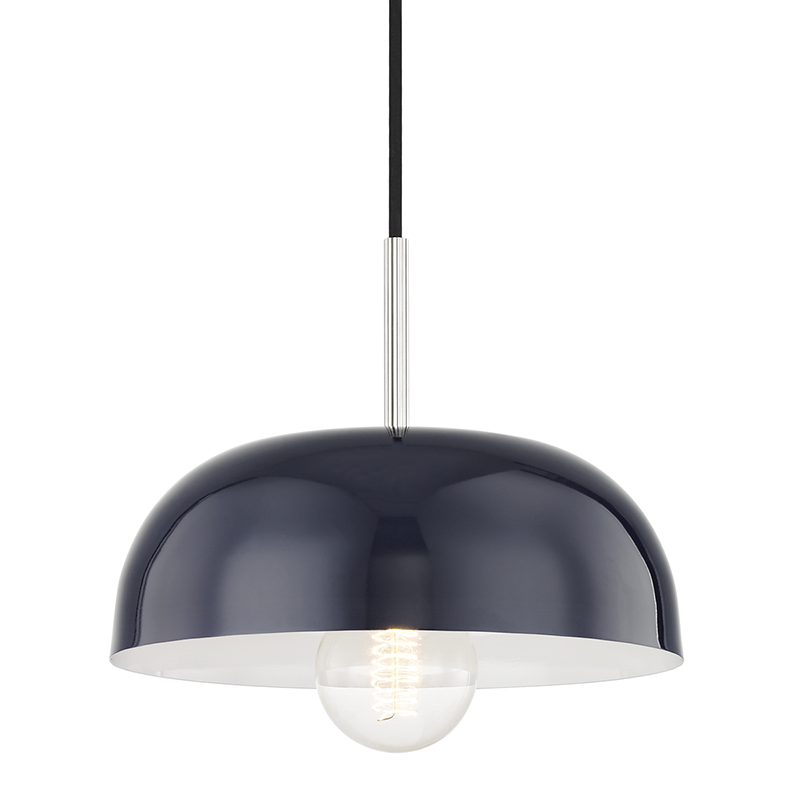 Mitzi by Hudson Valley Lighting Avery Small Pendant Polished Nickel, Navy