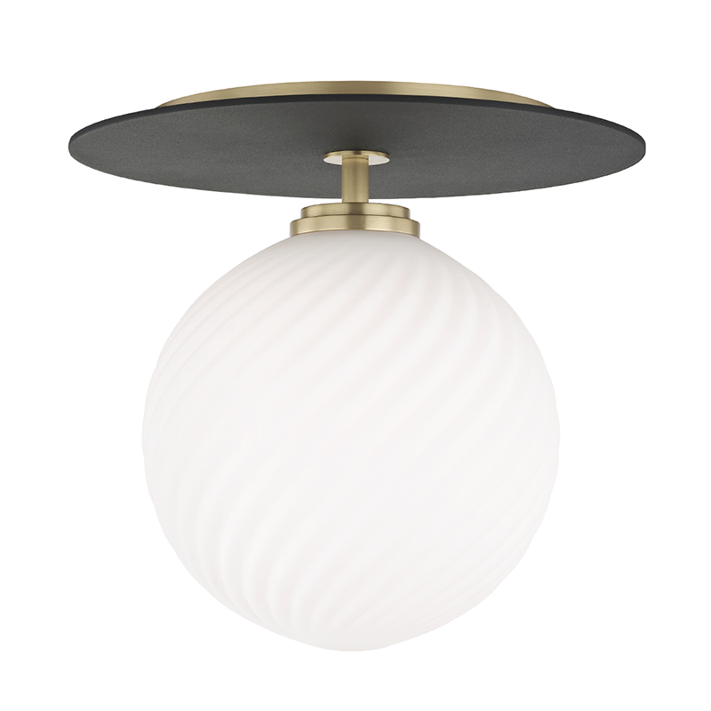 Mitzi by Hudson Valley Lighting Ellis Large Flush Mount Aged Brass, Black