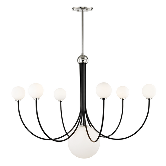 Mitzi by Hudson Valley Lighting Coco Chandelier Polished Nickel, Black